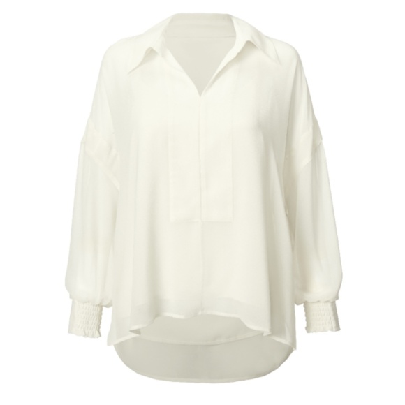 cabi Abbey Blouse, #6291, S, NWOT,  Ivory, Removable cami, Longsleeve, Chiffon - Picture 1 of 6
